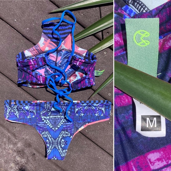 MAAJIx Revolve Boho Set - Van Gogh Mornings Corset Cheeky Cut Bikini - M/S - Picture 12 of 16